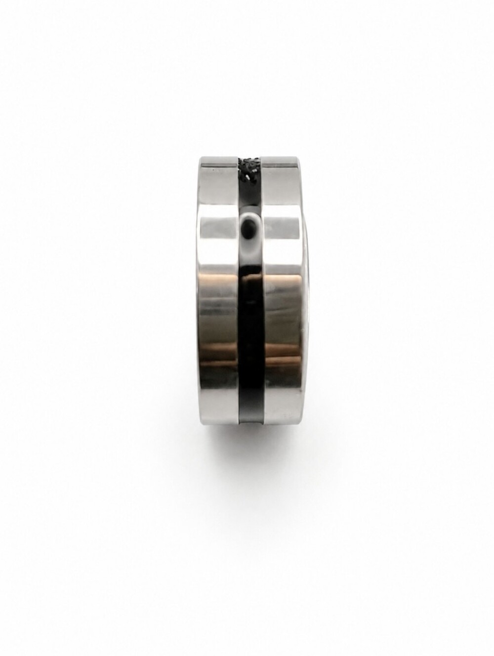 Men's Two-Tone Stainless Steel Striped Band Ring - Size 8.5